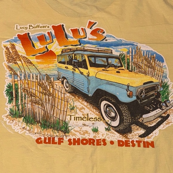 Lucy Buffett’s LuLu’s Destin FL Comfort Colors Yellow S/S Graphic Tee Shirt Lrg - Picture 1 of 5